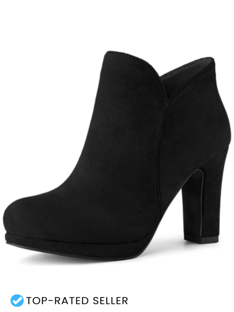 Faux Suede & Fabric Block Heel Zip Ankle Boots With Platform